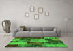 Machine Washable Patchwork Green Transitional Area Rugs in a Living Room,, wshcon1437grn