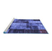 Sideview of Machine Washable Patchwork Blue Transitional Rug, wshcon1437blu