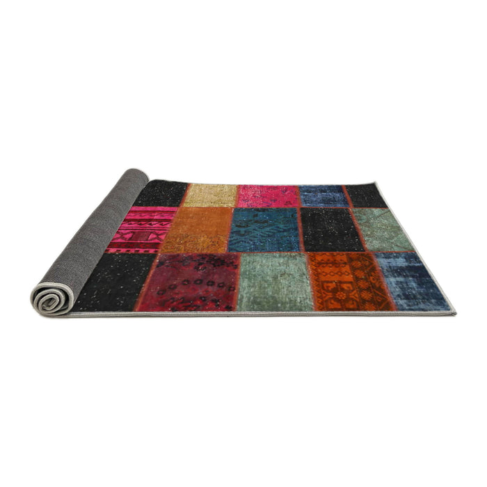 Thickness of Contemporary Brown Patchwork Rug, con1438