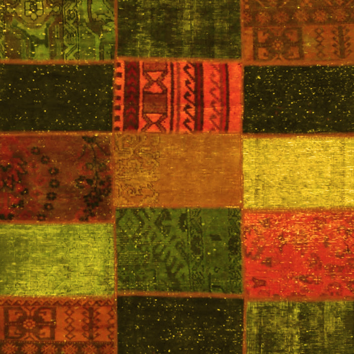 Patchwork Yellow Transitional Rug, con1438yw