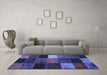 Machine Washable Patchwork Blue Transitional Rug in a Living Room, wshcon1438blu