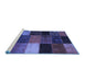 Sideview of Machine Washable Patchwork Blue Transitional Rug, wshcon1438blu