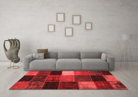 Machine Washable Patchwork Red Transitional Rug, wshcon1438red