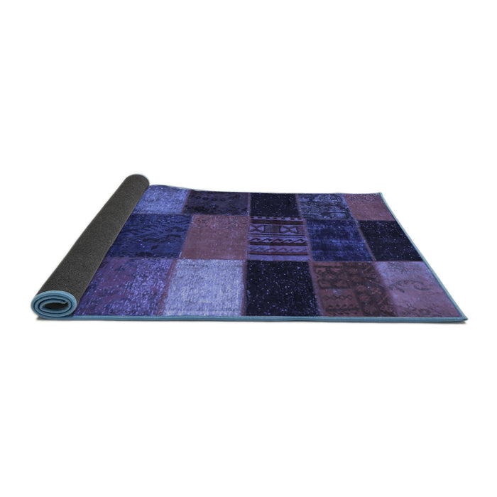 Sideview of Patchwork Blue Transitional Rug, con1438blu
