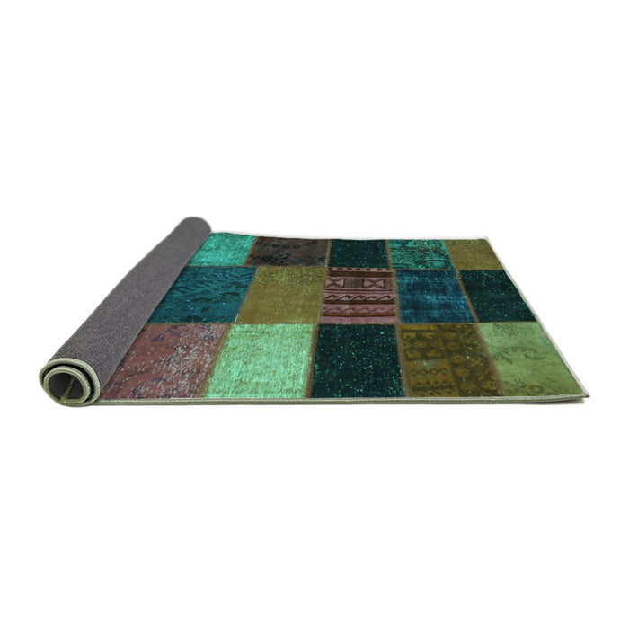 Sideview of Patchwork Turquoise Transitional Rug, con1438turq
