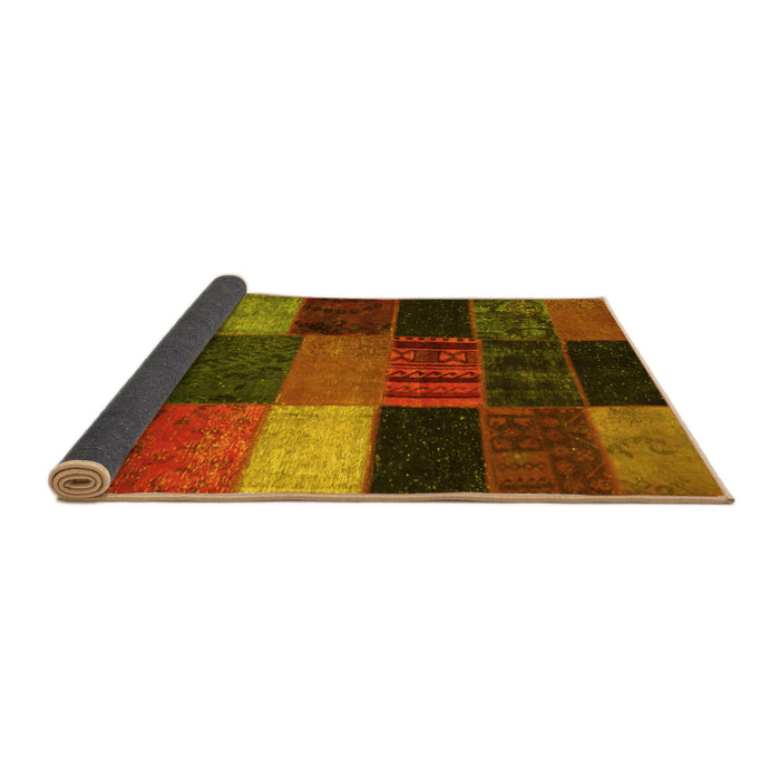 Sideview of Patchwork Yellow Transitional Rug, con1438yw