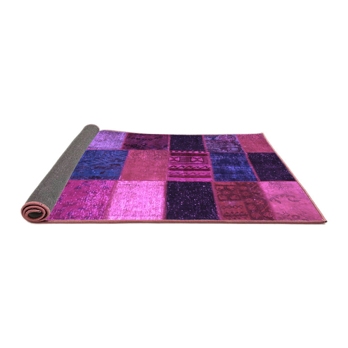 Sideview of Patchwork Purple Transitional Rug, con1438pur
