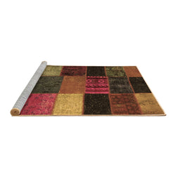 Sideview of Machine Washable Patchwork Brown Transitional Rug, wshcon1438brn