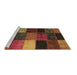 Sideview of Machine Washable Patchwork Brown Transitional Rug, wshcon1438brn