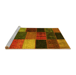 Sideview of Machine Washable Patchwork Yellow Transitional Rug, wshcon1438yw