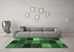 Machine Washable Patchwork Emerald Green Transitional Area Rugs in a Living Room,, wshcon1438emgrn