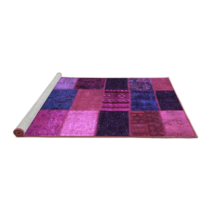 Sideview of Machine Washable Patchwork Purple Transitional Area Rugs, wshcon1438pur