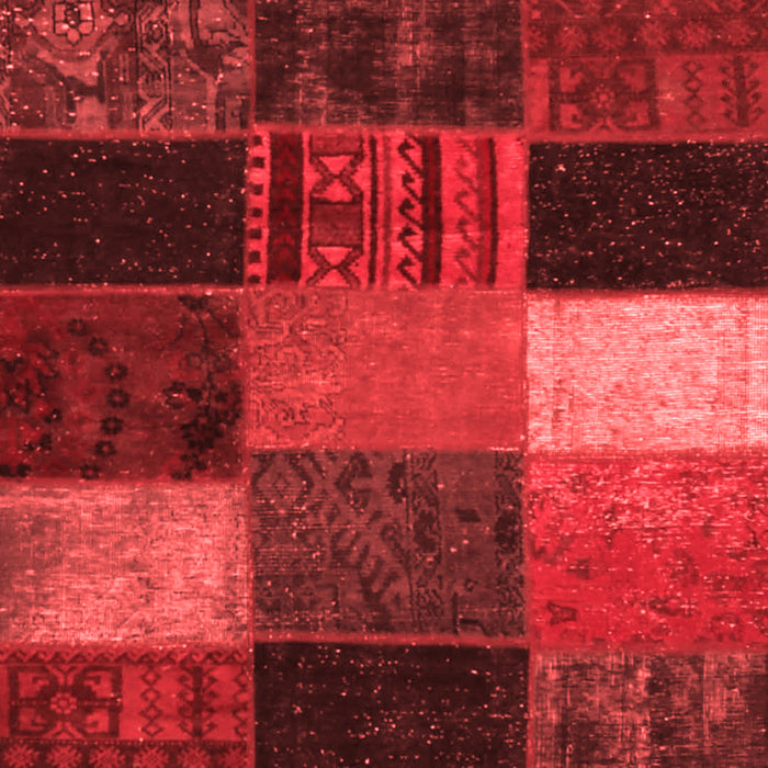 Machine Washable Patchwork Red Transitional Rug, wshcon1438red