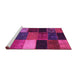 Sideview of Machine Washable Patchwork Pink Transitional Rug, wshcon1438pnk