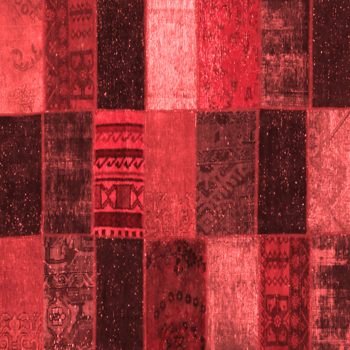 Machine Washable Patchwork Red Transitional Rug, wshcon1438red