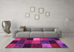 Machine Washable Patchwork Pink Transitional Rug in a Living Room, wshcon1438pnk