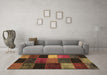 Machine Washable Patchwork Brown Transitional Rug in a Living Room,, wshcon1438brn