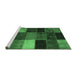 Sideview of Machine Washable Patchwork Emerald Green Transitional Area Rugs, wshcon1438emgrn