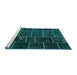 Serging Thickness of Machine Washable Contemporary Teal Green Rug, wshcon1439