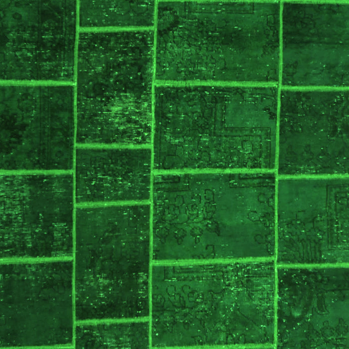 Serging Thickness of Machine Washable Patchwork Green Transitional Area Rugs, wshcon1439grn