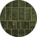 Round Patchwork Brown Transitional Rug, con1439brn