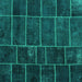 Square Machine Washable Patchwork Turquoise Transitional Area Rugs, wshcon1439turq