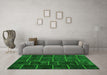 Machine Washable Patchwork Green Transitional Area Rugs in a Living Room,, wshcon1439grn