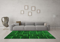 Machine Washable Patchwork Green Transitional Rug, wshcon1439grn