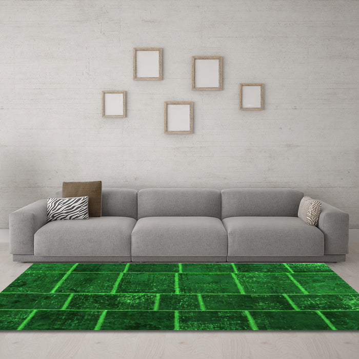 Machine Washable Patchwork Green Transitional Area Rugs in a Living Room,, wshcon1439grn