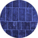 Round Patchwork Blue Transitional Rug, con1439blu