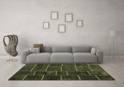 Machine Washable Patchwork Brown Transitional Rug in a Living Room,, wshcon1439brn