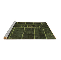 Sideview of Machine Washable Patchwork Brown Transitional Rug, wshcon1439brn