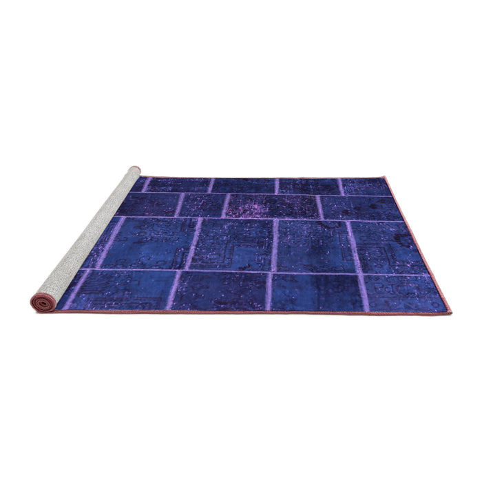 Sideview of Machine Washable Patchwork Purple Transitional Area Rugs, wshcon1439pur