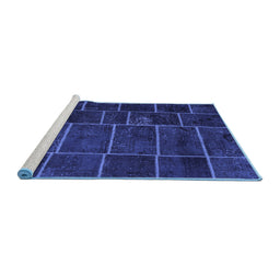 Sideview of Machine Washable Patchwork Blue Transitional Rug, wshcon1439blu
