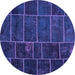 Round Patchwork Purple Transitional Rug, con1439pur