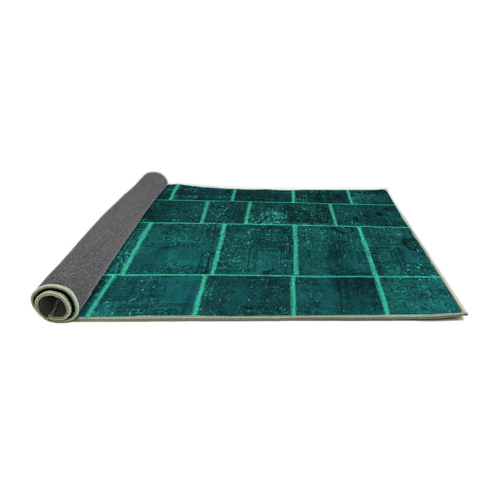 Sideview of Patchwork Turquoise Transitional Rug, con1439turq