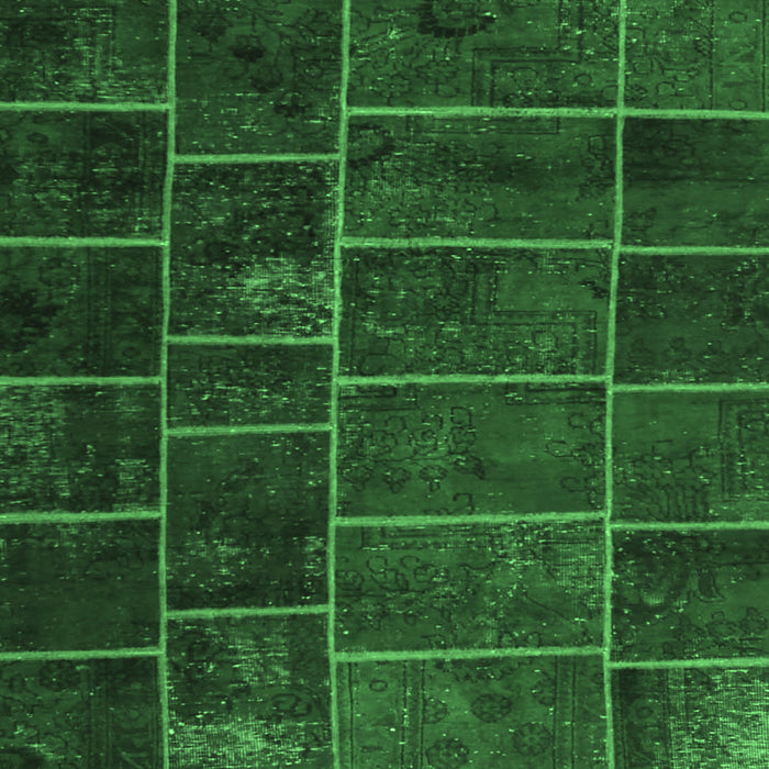 Square Patchwork Emerald Green Transitional Rug, con1439emgrn