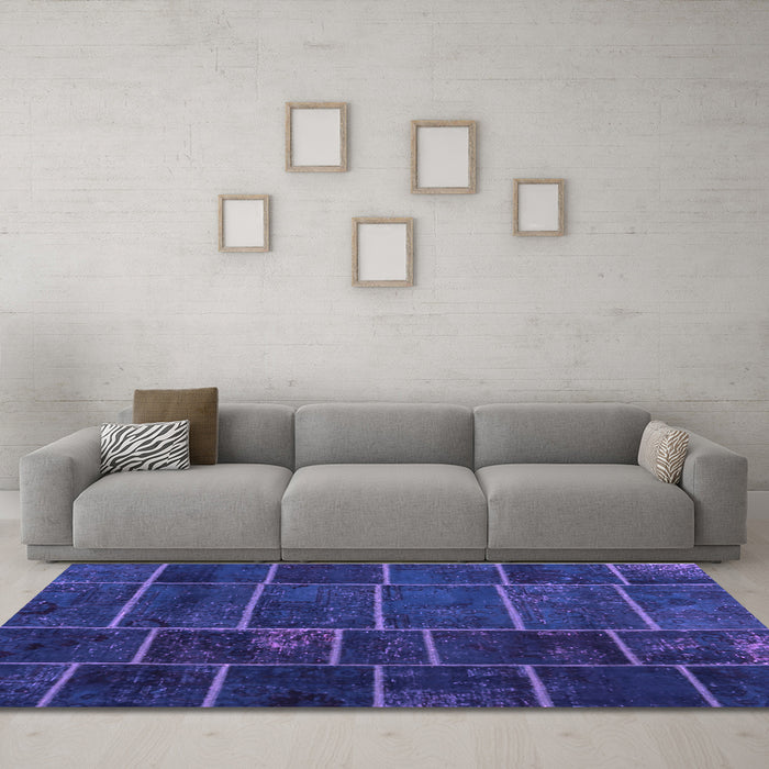 Machine Washable Patchwork Purple Transitional Area Rugs in a Living Room, wshcon1439pur