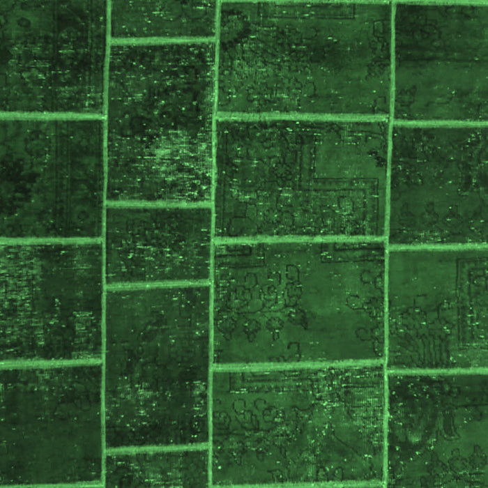 Machine Washable Patchwork Emerald Green Transitional Area Rugs, wshcon1439emgrn