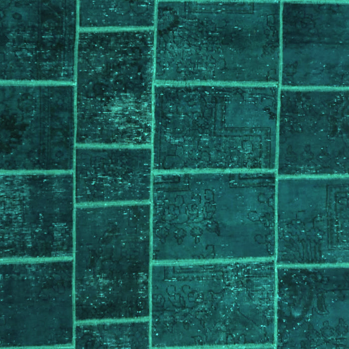Machine Washable Patchwork Turquoise Transitional Area Rugs, wshcon1439turq