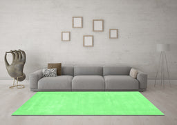 Machine Washable Abstract Emerald Green Contemporary Area Rugs in a Living Room,, wshcon143emgrn
