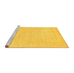Sideview of Machine Washable Abstract Yellow Contemporary Rug, wshcon143yw