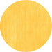 Round Machine Washable Abstract Yellow Contemporary Rug, wshcon143yw