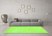 Machine Washable Abstract Green Contemporary Area Rugs in a Living Room,, wshcon143grn