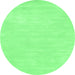 Round Machine Washable Abstract Emerald Green Contemporary Area Rugs, wshcon143emgrn