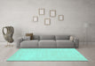 Machine Washable Abstract Turquoise Contemporary Area Rugs in a Living Room,, wshcon143turq