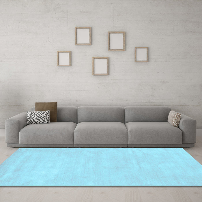 Machine Washable Abstract Light Blue Contemporary Rug in a Living Room, wshcon143lblu