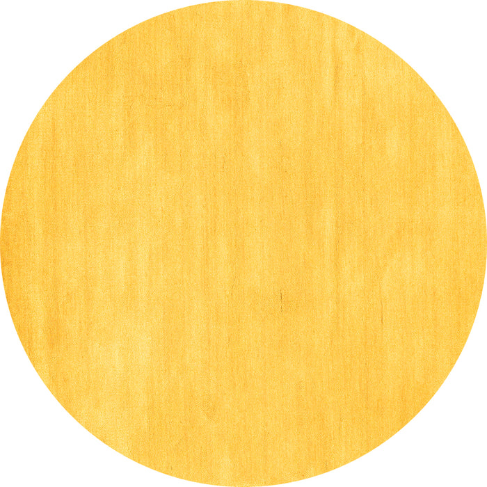 Round Abstract Yellow Contemporary Rug, con143yw