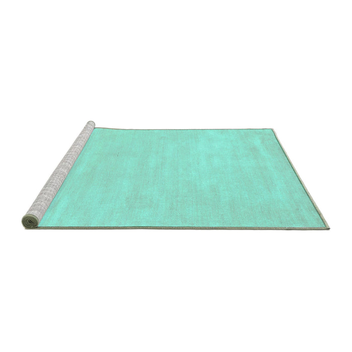 Sideview of Machine Washable Abstract Turquoise Contemporary Area Rugs, wshcon143turq