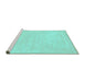 Sideview of Machine Washable Abstract Turquoise Contemporary Area Rugs, wshcon143turq